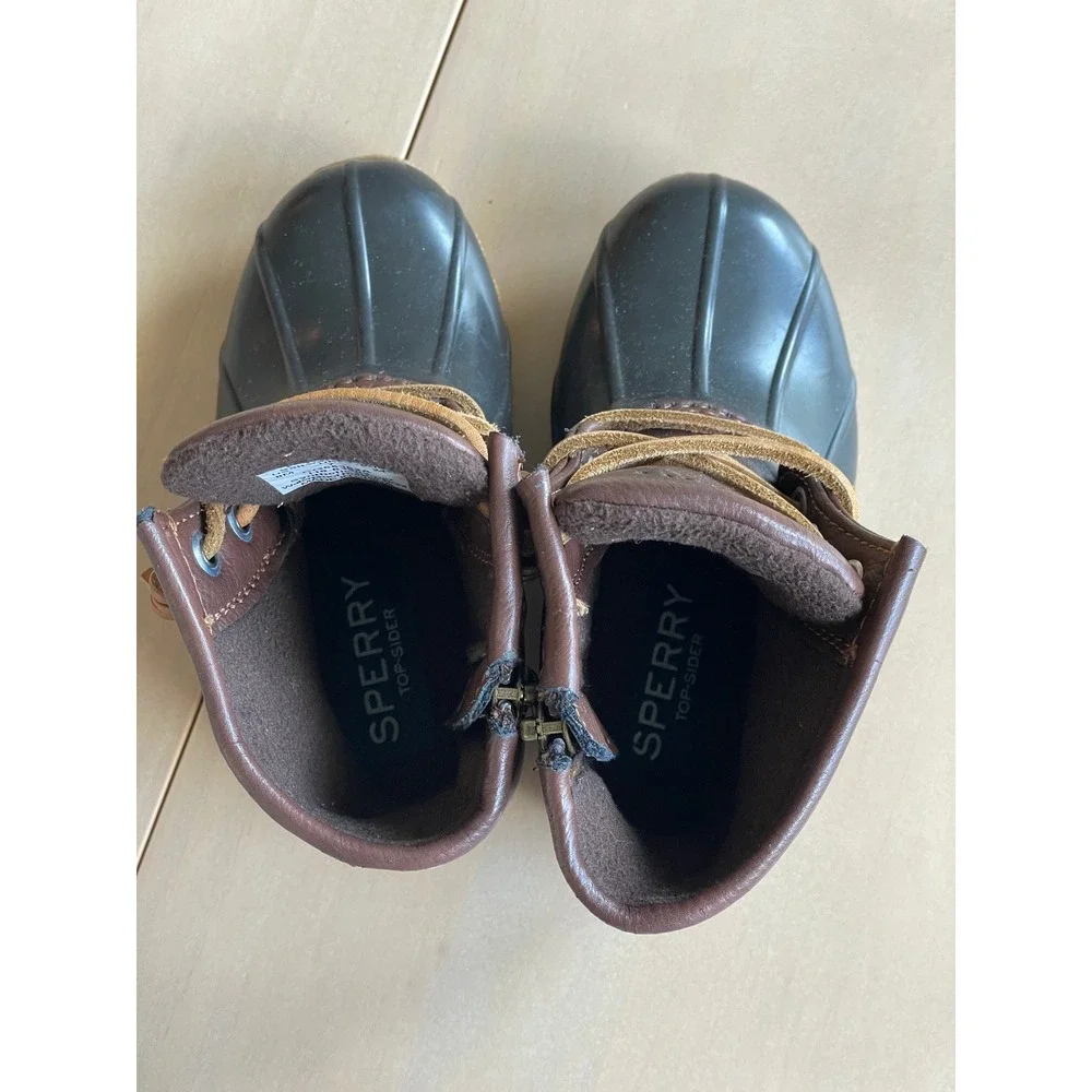 Sperry Saltwater Duck Boots Toddler 8 Brown Black Waterproof Rain Boots CG55362A
